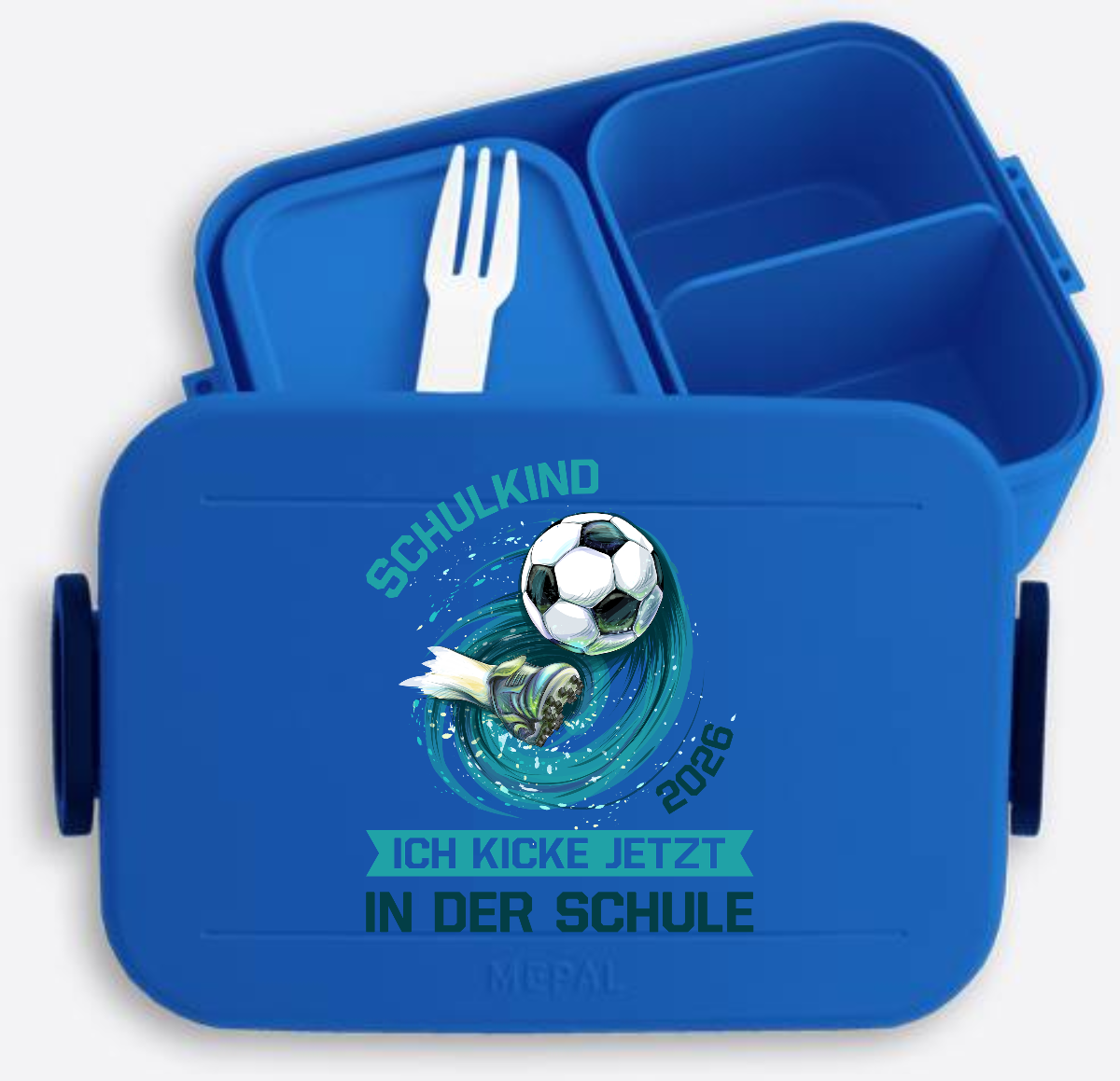 Brotdose Fußball Schulkind 2026 – Geschenk zur Einschulung - Vivid Blue
