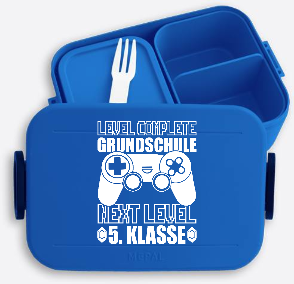 Brotdose Level Complete 5. Klasse – mit Namen personalisiert - Vivid Blue