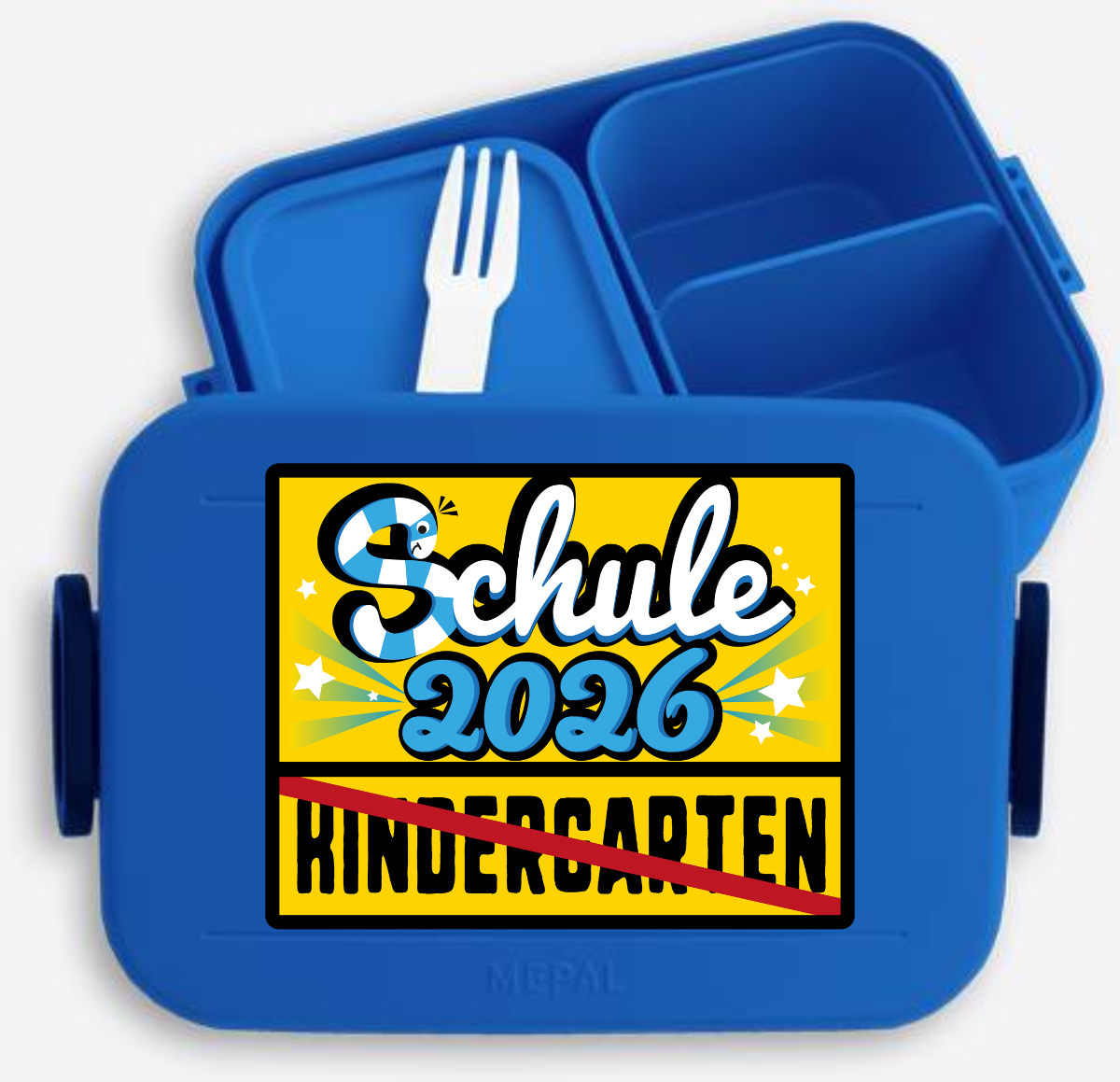 Brotdose zur Einschulung 2026 – Ortsschild mit Name - Vivid Blue