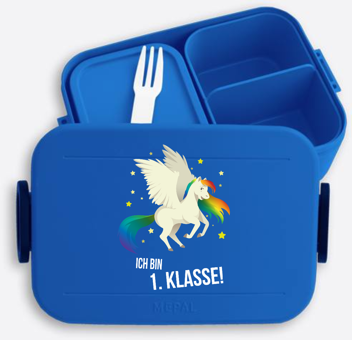 Brotdose zur Einschulung mit Name – Ich bin erste Klasse - Vivid Blue