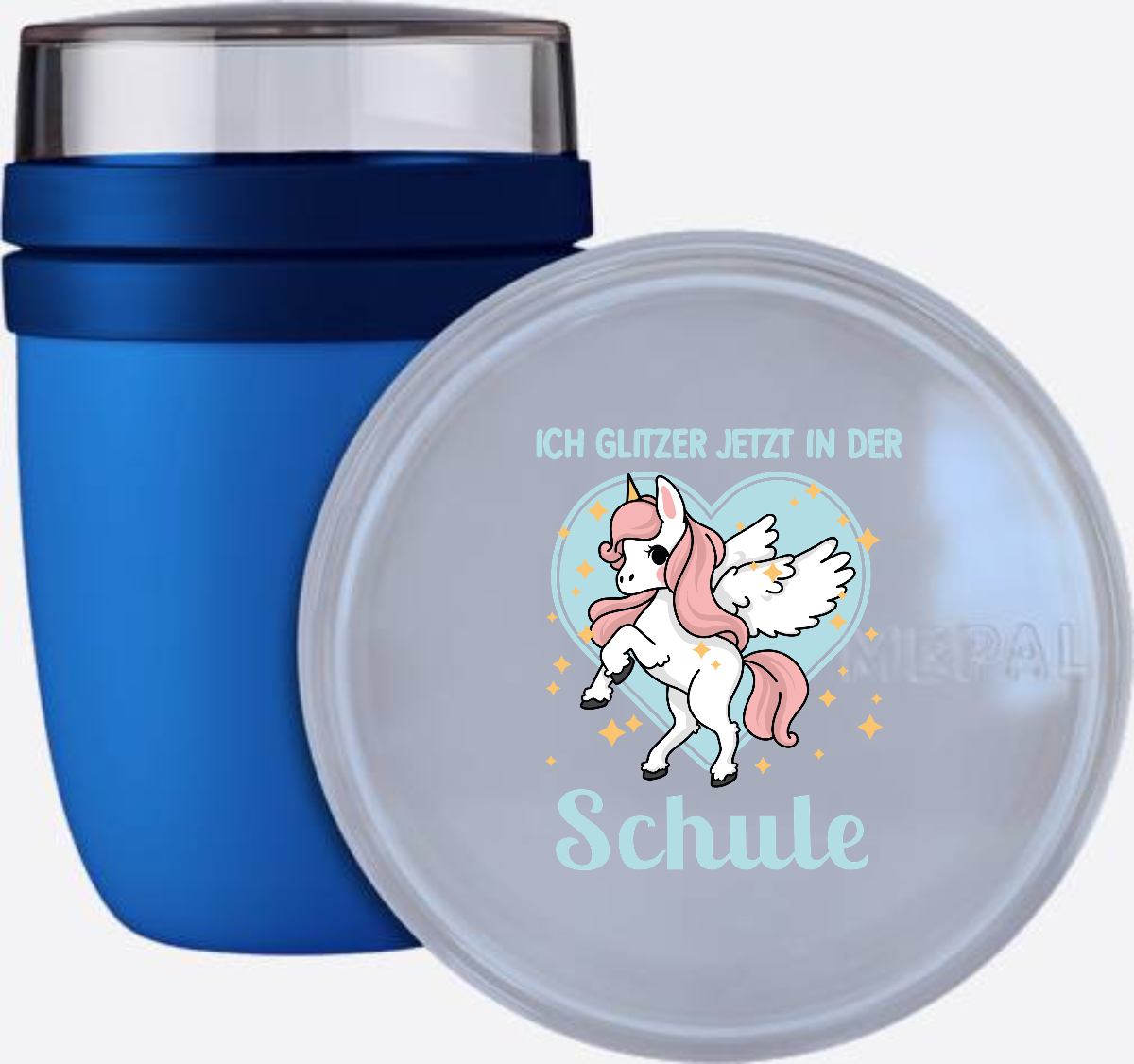 Einhorn Tasse zur Einschulung mit Name – Ich glitzer jetzt - Vivid Blue