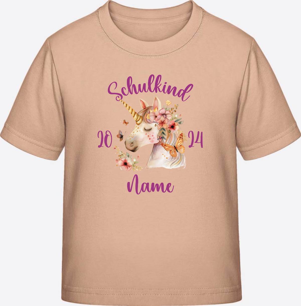 Einschulung T-Shirt für Mädchen – Personalisiert mit Namen - Fraiche Peche