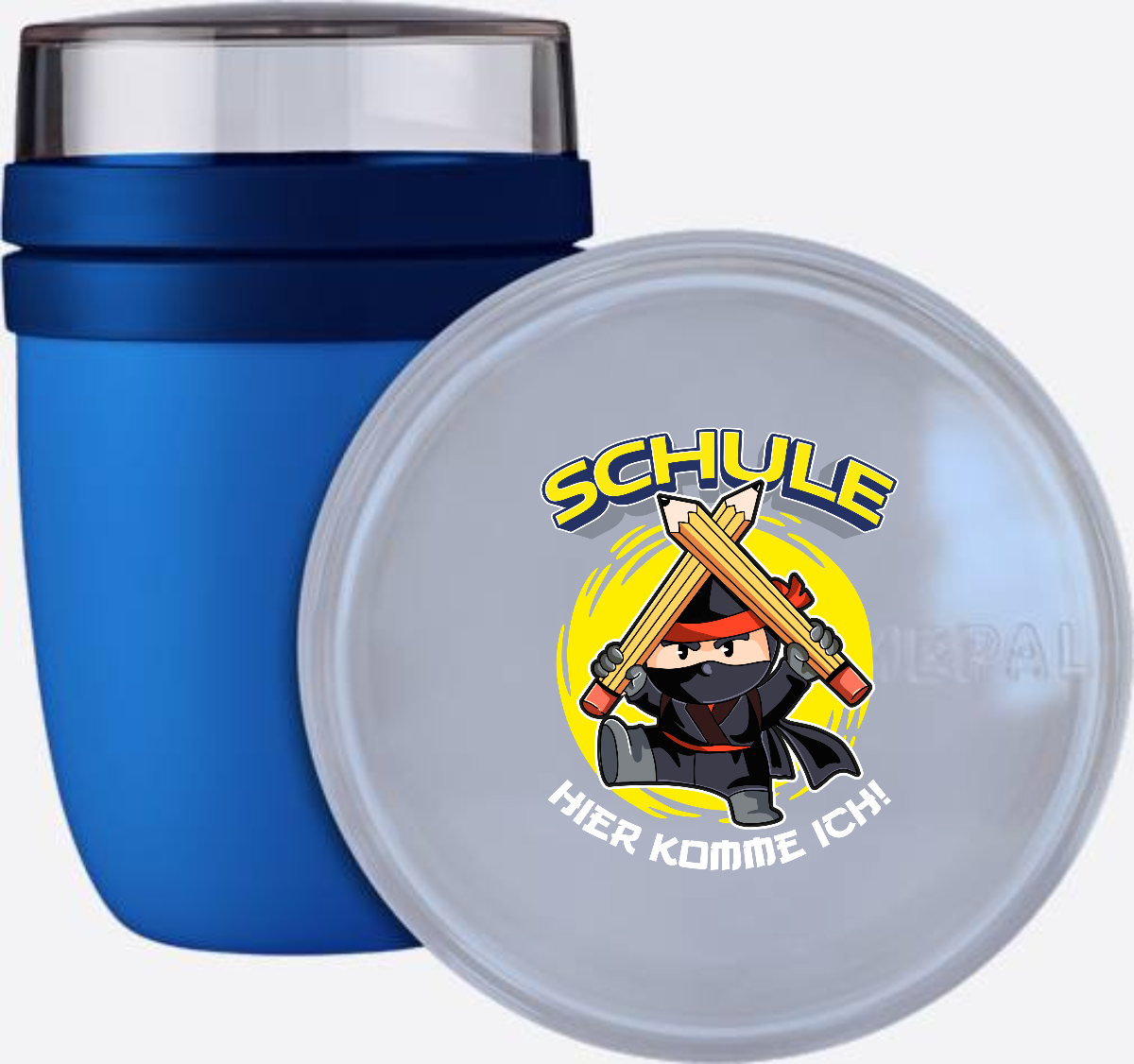 Einschulungstasse Ninja – Schule hier komme ich! mit Name - Vivid Blue