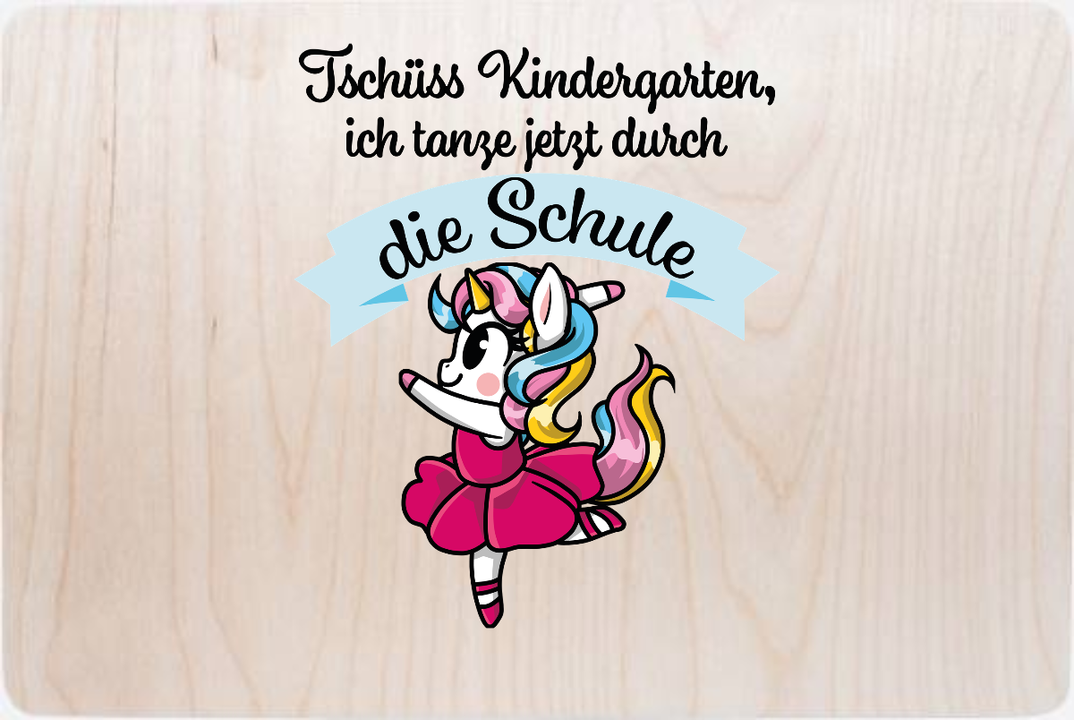 Erinnerungsbox Einschulung Einhorn Ballett mit Name - Holz