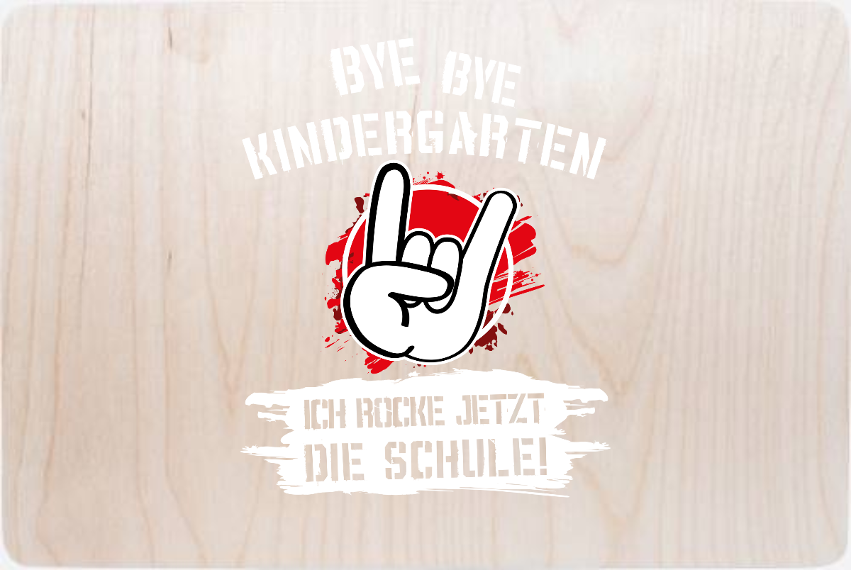 Erinnerungsbox Einschulung: Ich rocke die Schule Grunge Rot - Holz