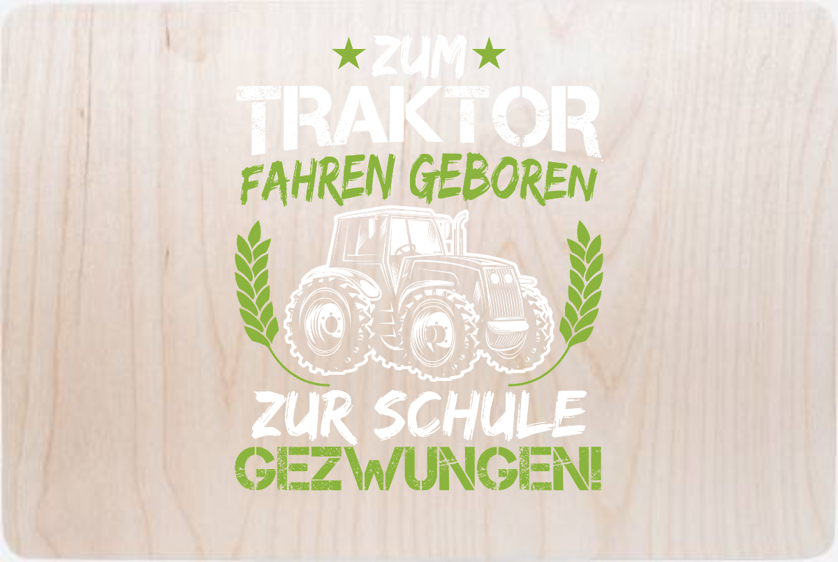 Erinnerungsbox Einschulung mit Name – Traktor Grün-Weiß - Holz