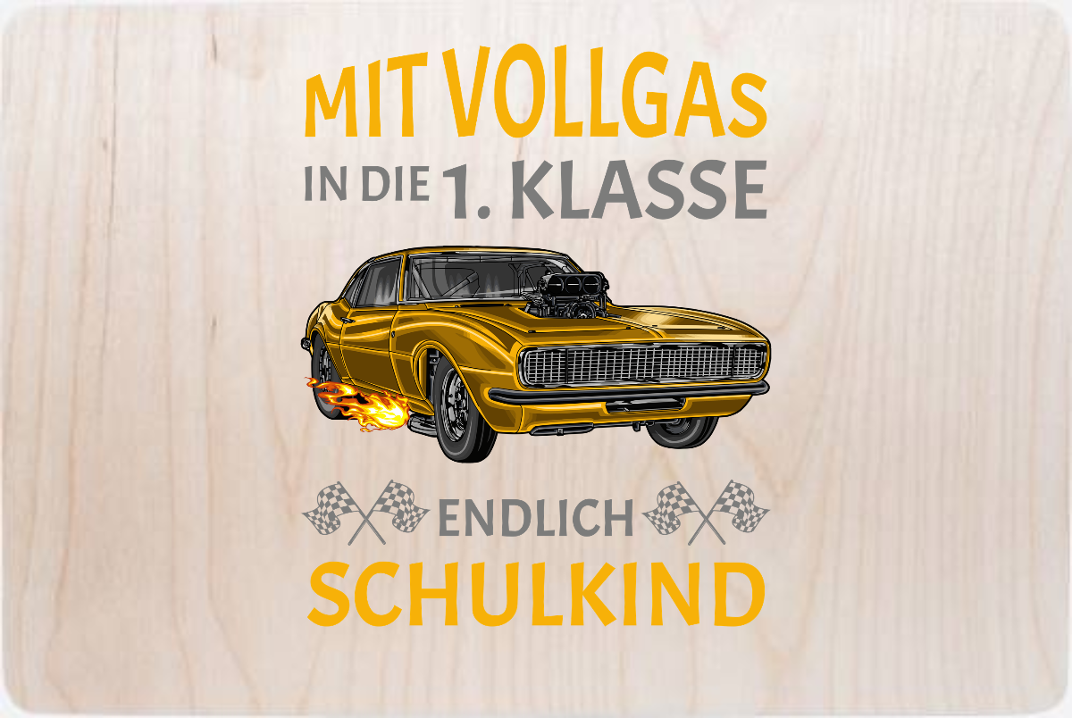 Erinnerungsbox Einschulung: Mit Vollgas in die 1. Klasse Rennauto - Holz