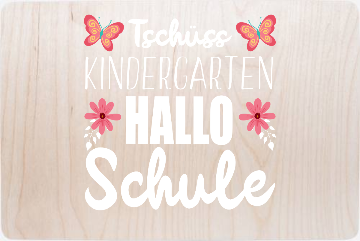 Erinnerungsbox Einschulung: Tschüss Kindergarten, Hallo Schule - Holz