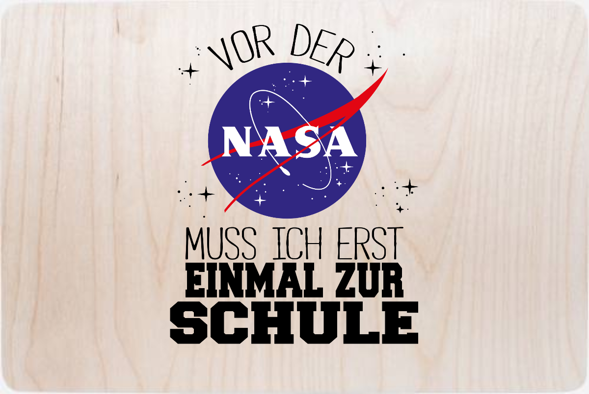 Erinnerungsbox Einschulung: Vor der NASA zur Schule - Holz