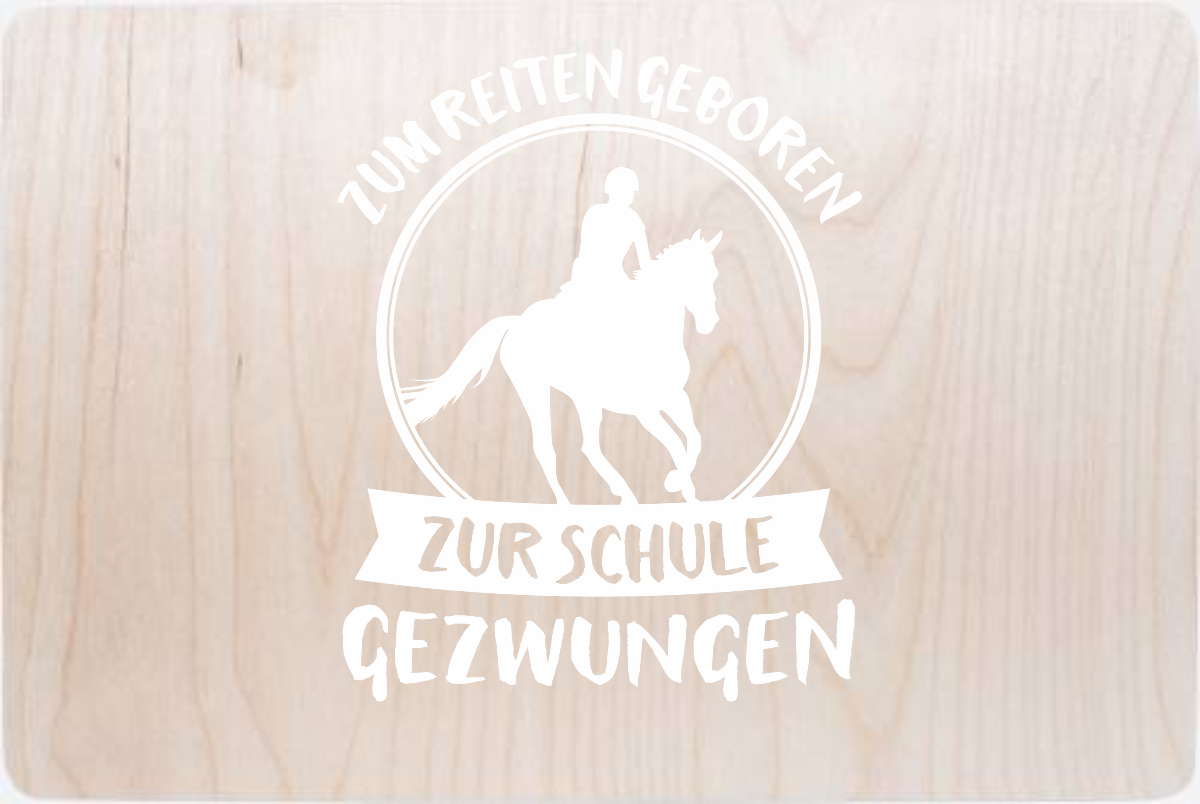 Erinnerungsbox Einschulung: Zum Reiten geboren – mit Name - Holz