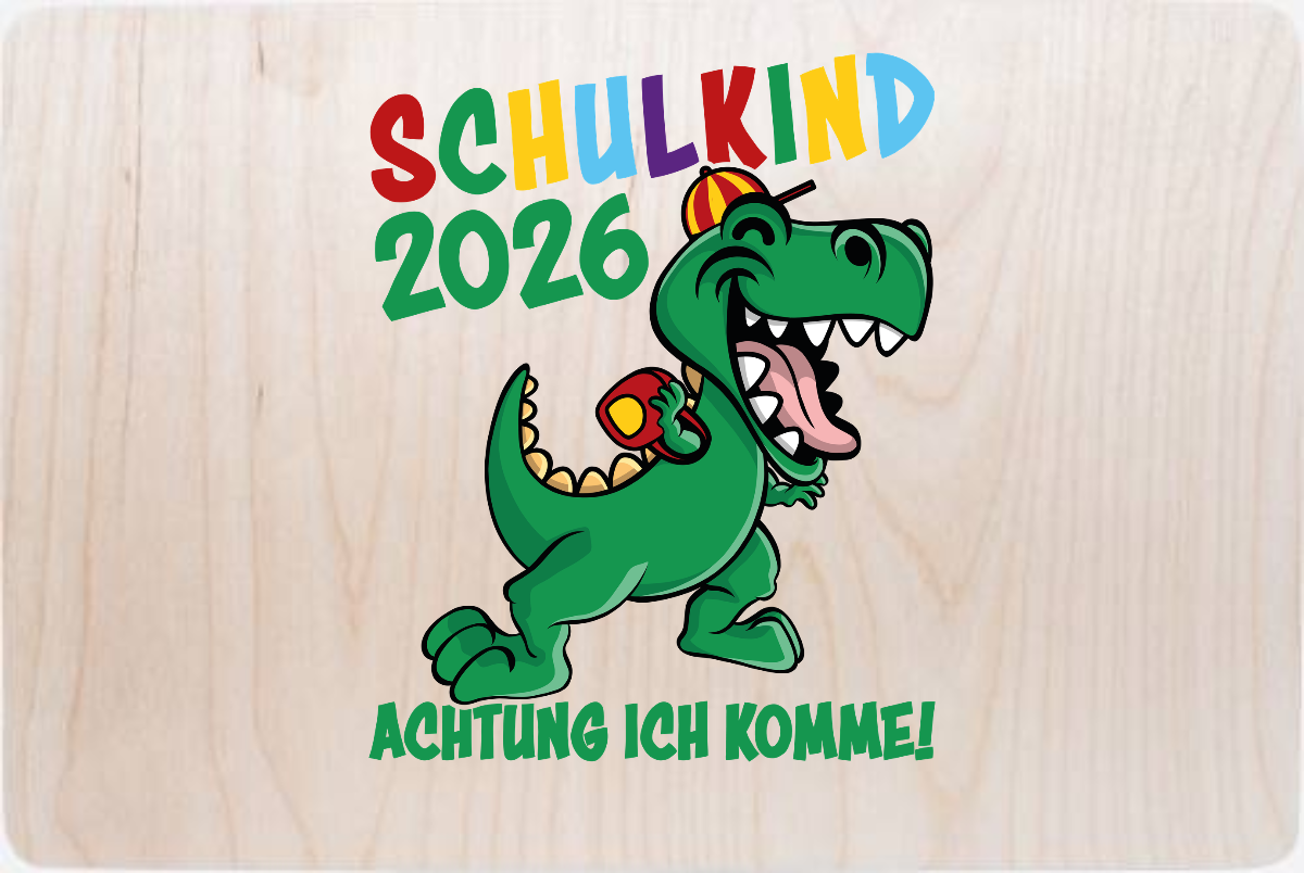 Erinnerungsbox Schulkind 2026 – Achtung ich komme! bunt - Holz