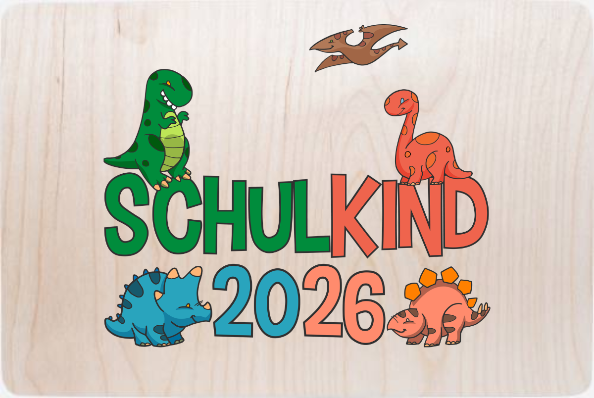 Erinnerungsbox Schulkind 2026 Dinos – Geschenk zur Einschulung - Holz