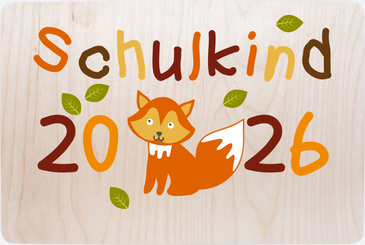 Erinnerungsbox Schulkind 2026 Fuchs – Personalisiert mit Name - Holz