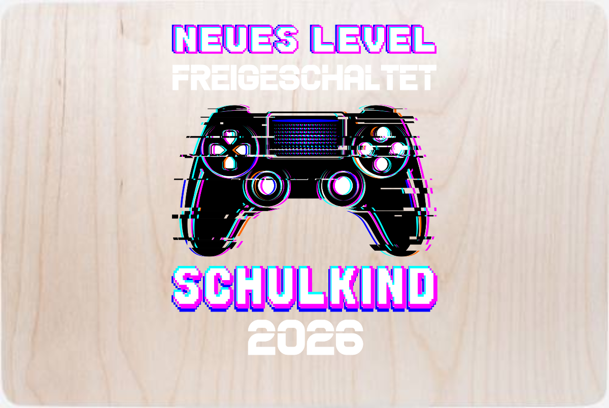 Erinnerungsbox Schulkind 2026 – Neues Level freigeschaltet - Holz