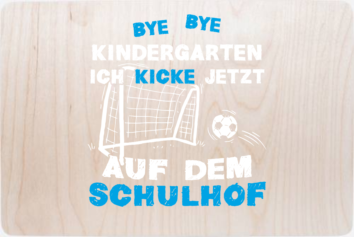 Erinnerungsbox zur Einschulung: Fußball Bye Bye Kindergarten - Holz