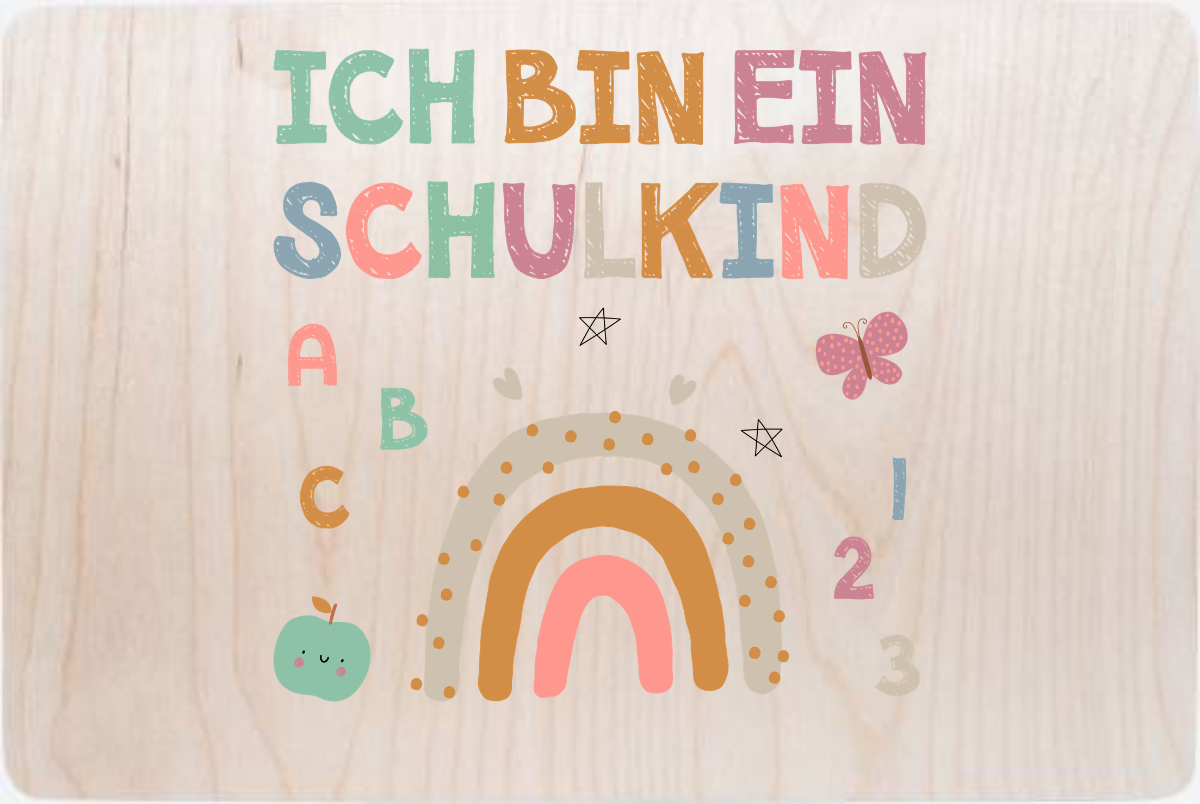 Erinnerungsbox zur Einschulung – Ich bin ein Schulkind mit Name - Holz