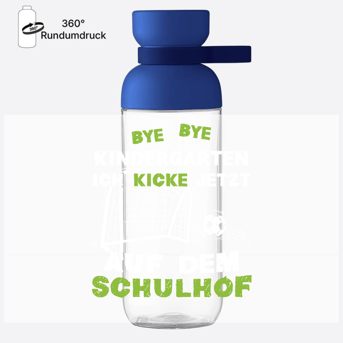 Fußball Trinkflasche Einschulung – Bye Bye Kindergarten - Vivid Blue