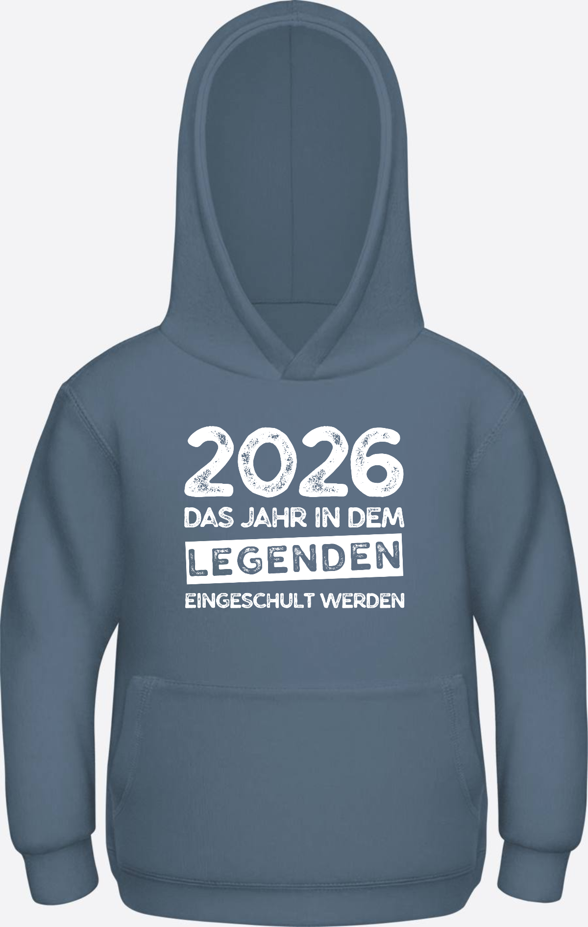 Kinder Hoodie Einschulung 2026 – Legenden werden eingeschult - Airforce Blue Herzseite