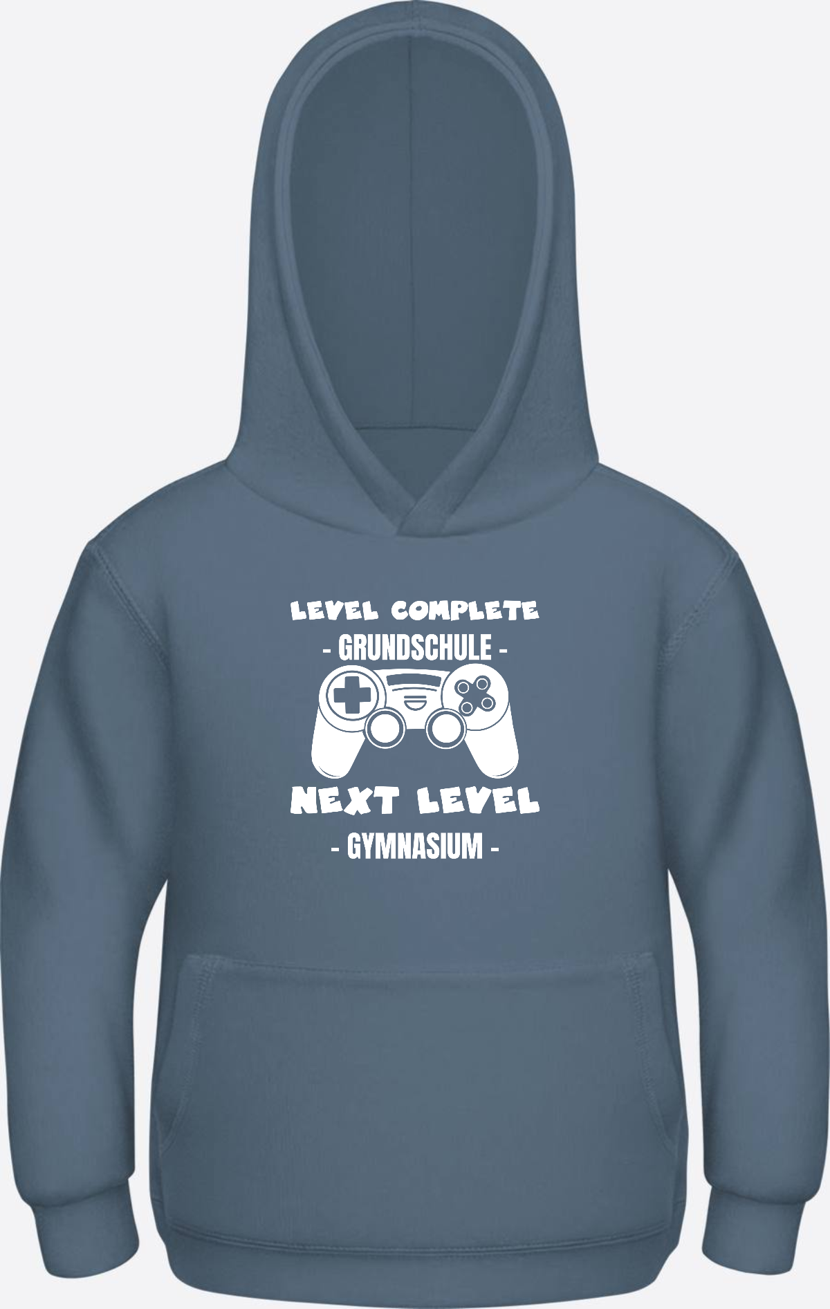 Kinder Hoodie Next Level Gymnasium – Personalisiert mit Name - Airforce Blue Herzseite
