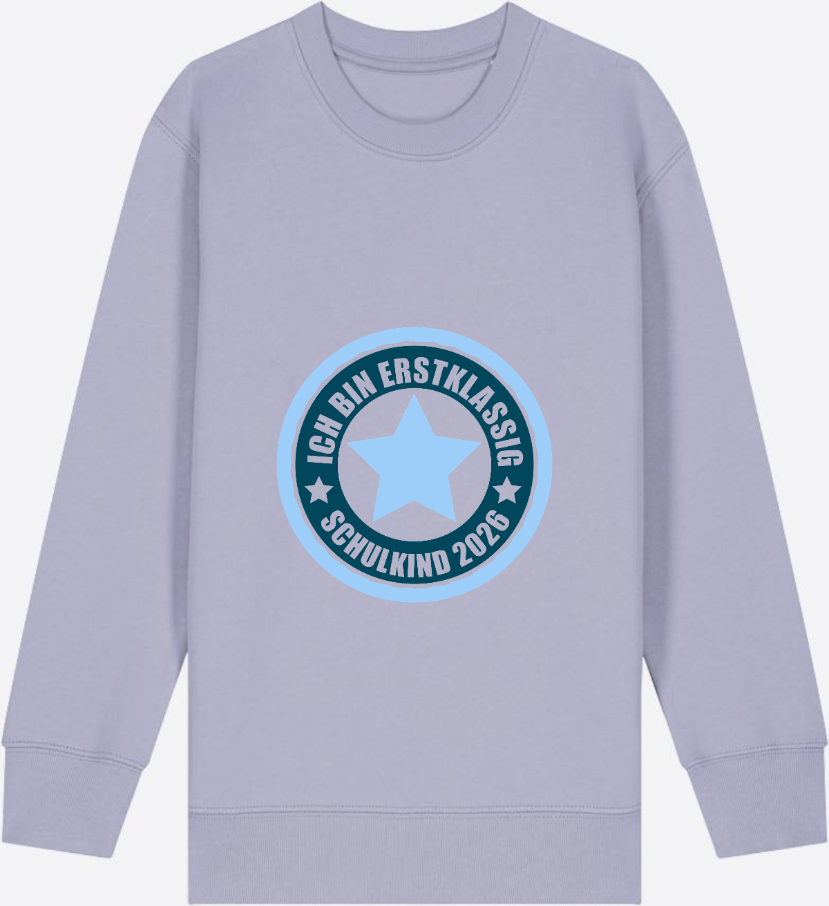 Kinder Sweatshirt Ich bin erstklassig – Schulkind 2026 - Lavender Herzseite