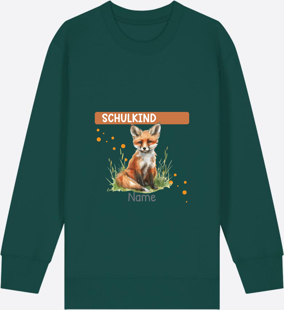 Kinder Sweatshirt zur Einschulung – Personalisiert mit Namen - Glazed Green Herzseite