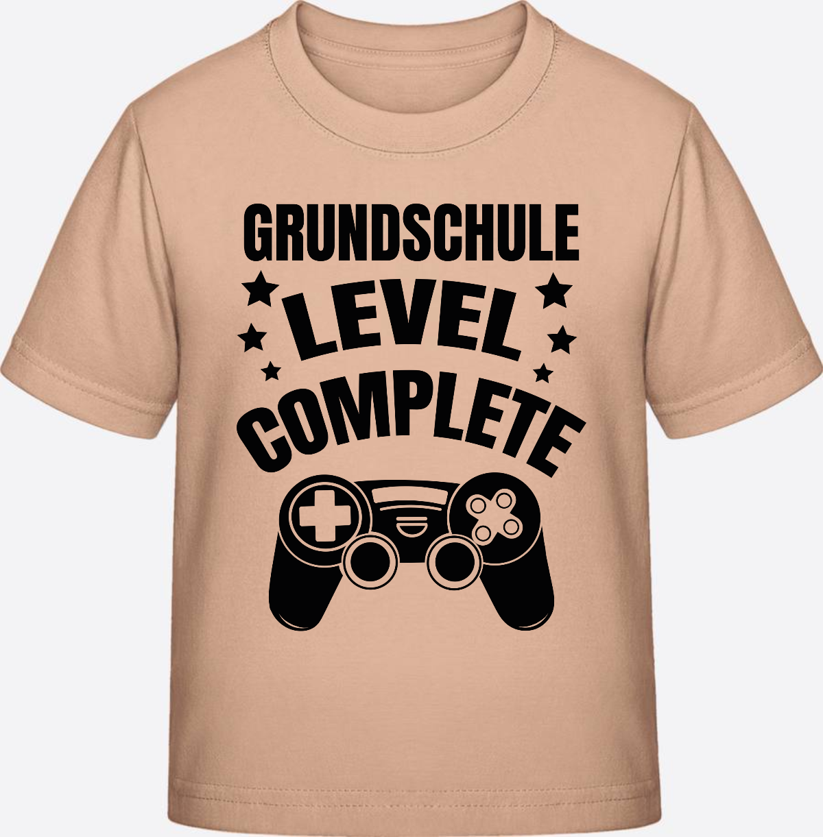 Kinder T-Shirt zur Einschulung: Grundschule Level Complete - Fraiche Peche