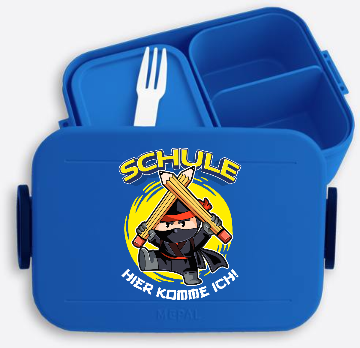Personalisierte Brotdose Ninja – Schule, ich komme! - Vivid Blue