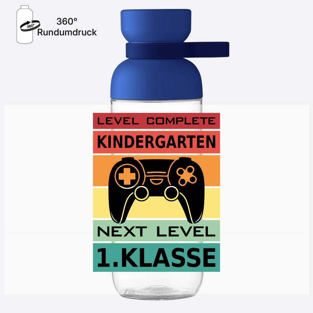 Personalisierte Trinkflasche Einschulung – Next Level 1. Klasse - Vivid Blue