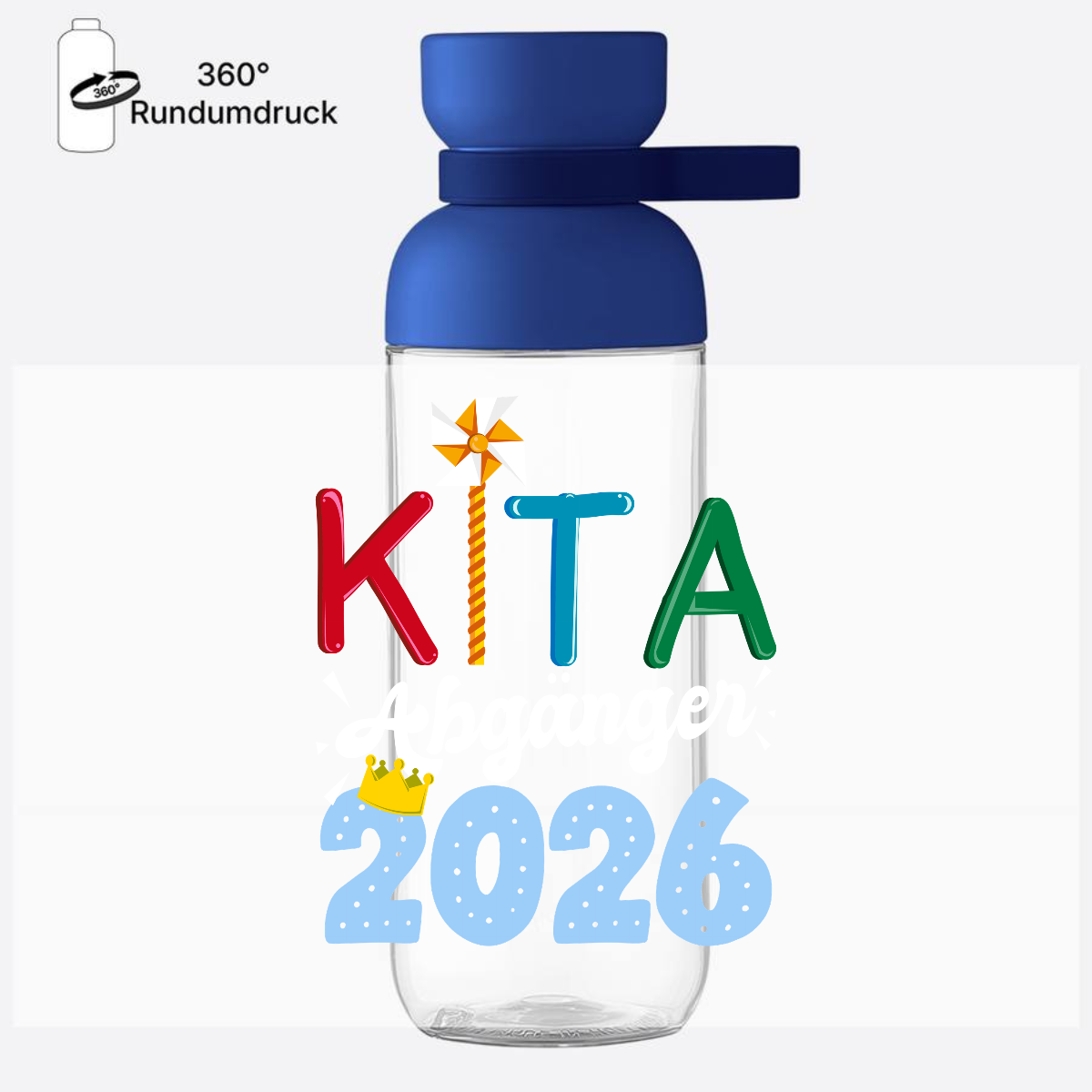 Personalisierte Trinkflasche Kita Abgänger 2026 zur Einschulung - Vivid Blue