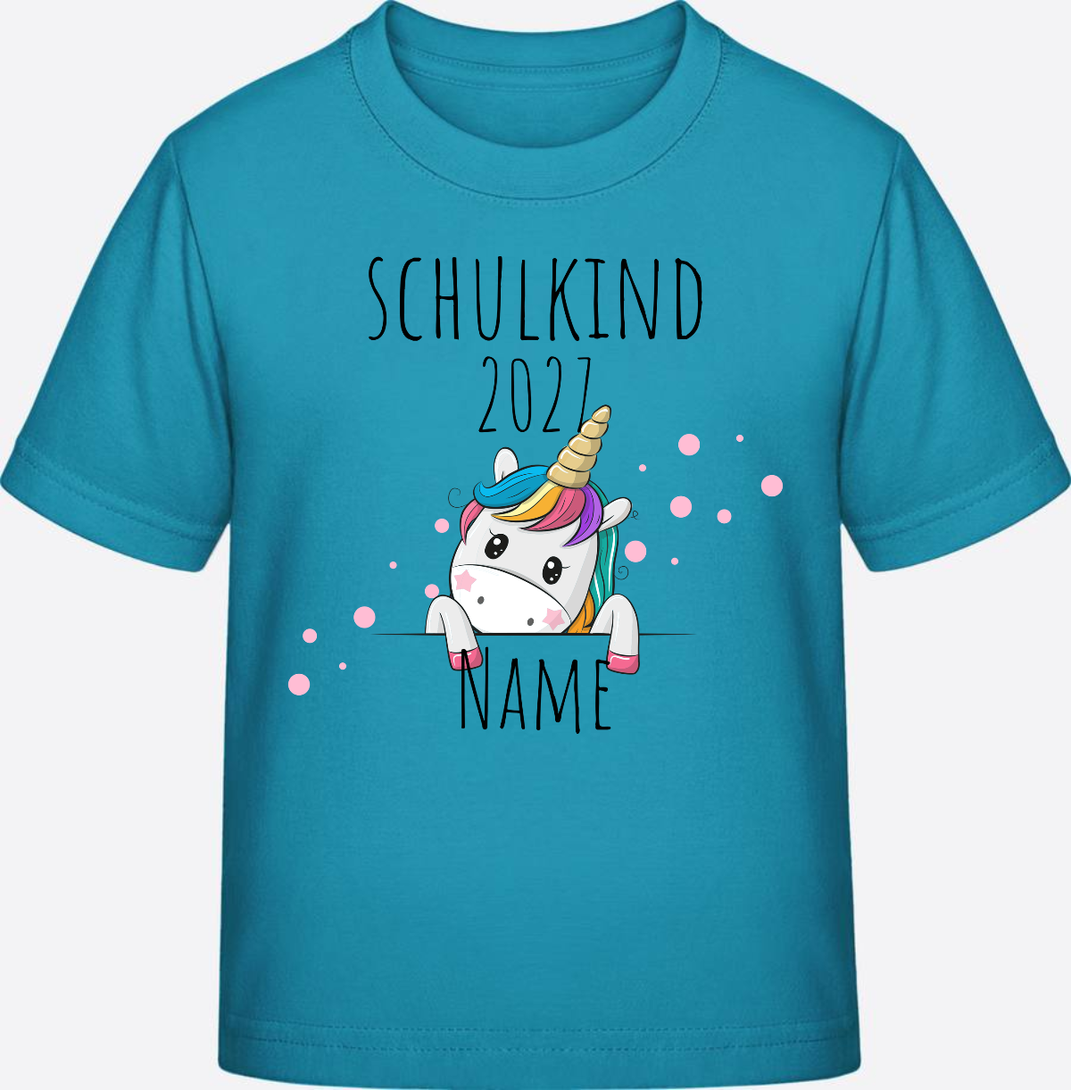 Schulkind Einhorn T-Shirt zur Einschulung – Personalisiert mit Name - Swimming Pool