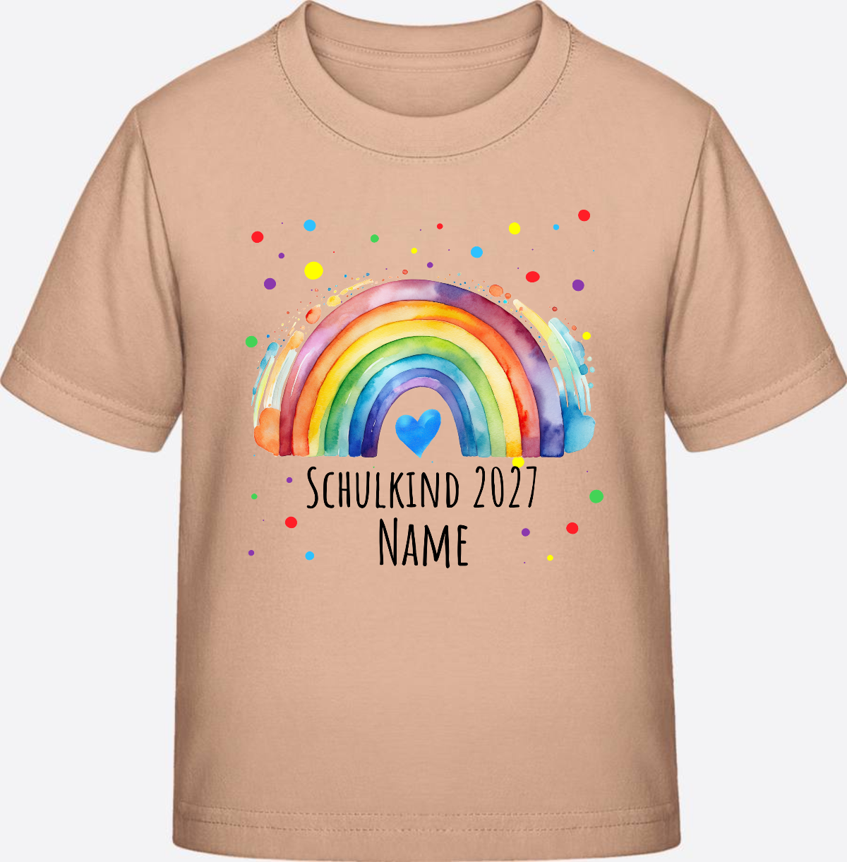 Schulkind T-Shirt Regenbogen personalisiert mit Name - Fraiche Peche