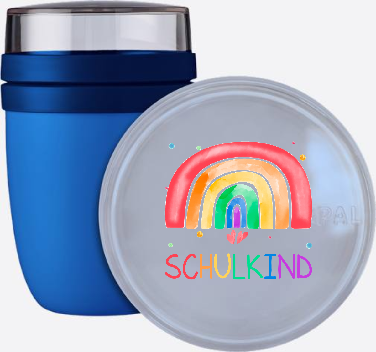 Schulkind Tasse Regenbogen mit Namen – Geschenk zur Einschulung - Vivid Blue