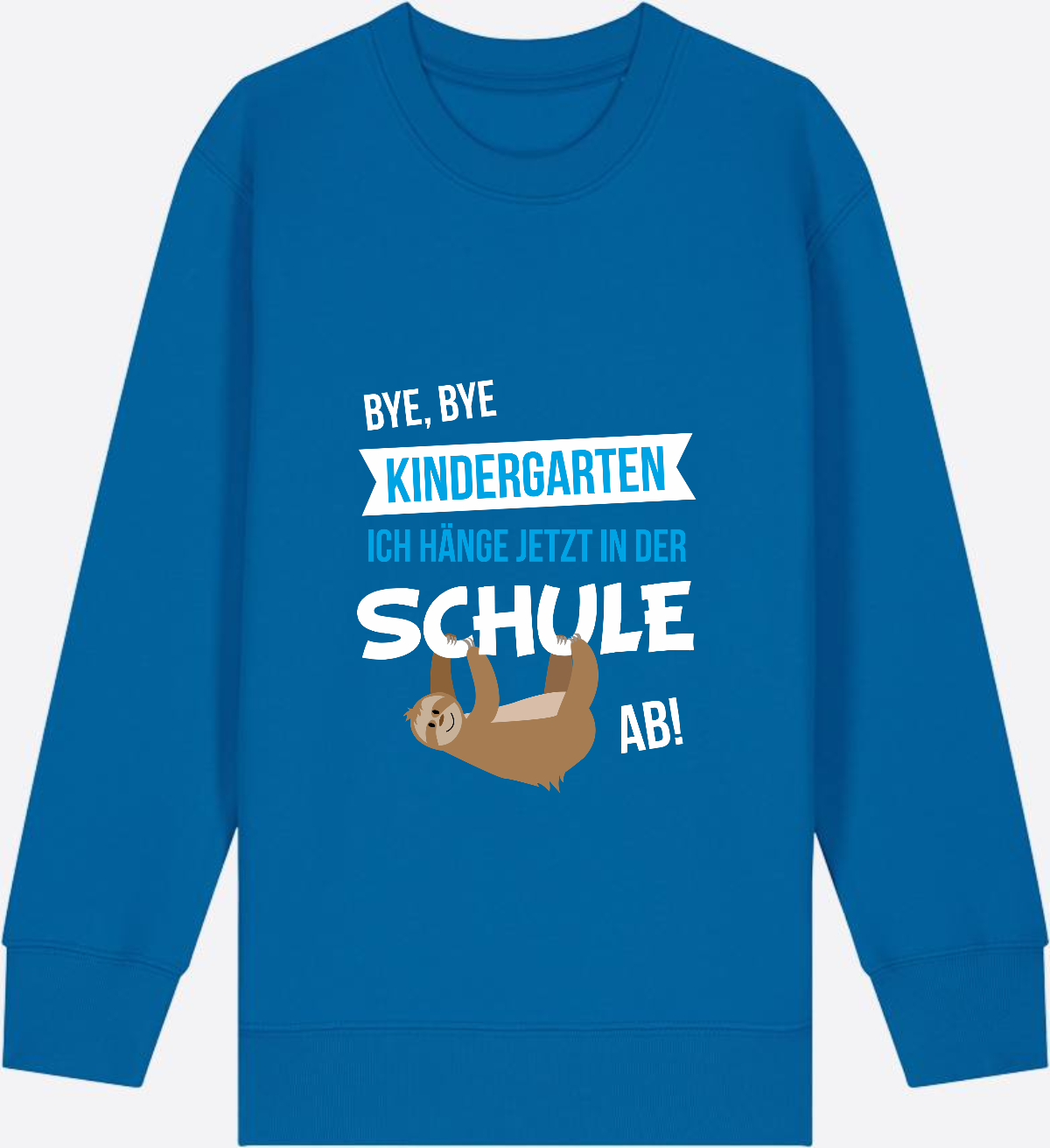 Sweatshirt "Bye Bye Kindergarten" – Personalisiert zur Einschulung - Royal Blue Herzseite