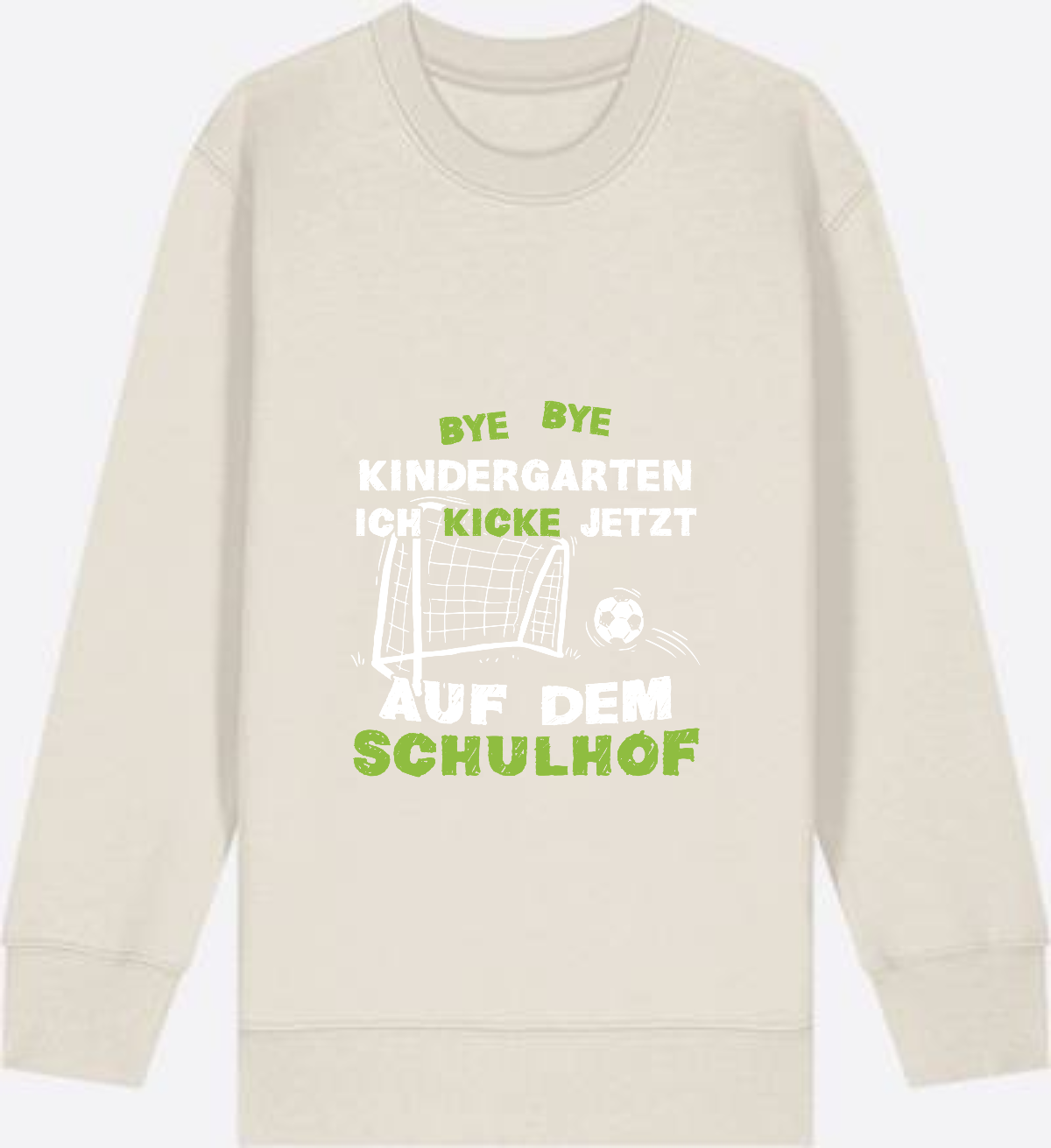 Sweatshirt Einschulung: Bye Bye Kindergarten – Fußball Schulkind - Eco Heather Herzseite