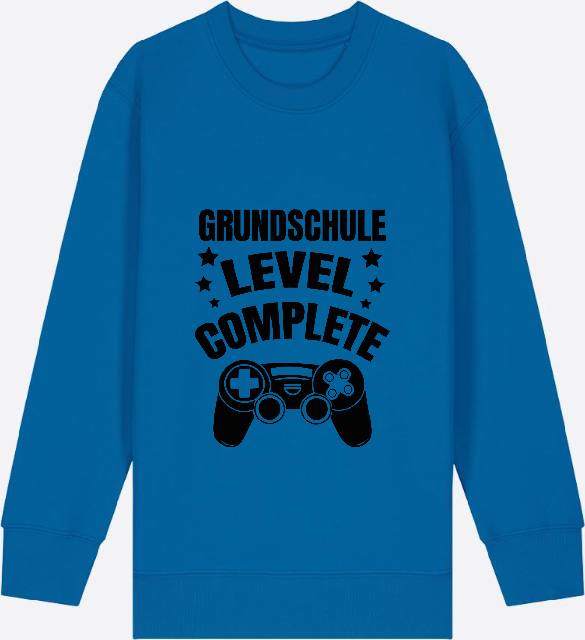 Sweatshirt Einschulung: Grundschule Level Complete personalisiert - Royal Blue Herzseite