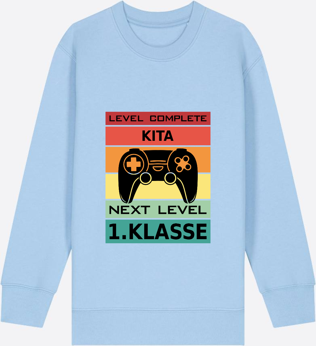 Sweatshirt Einschulung: Next Level 1. Klasse mit Wunschnamen - Blue Soul Herzseite