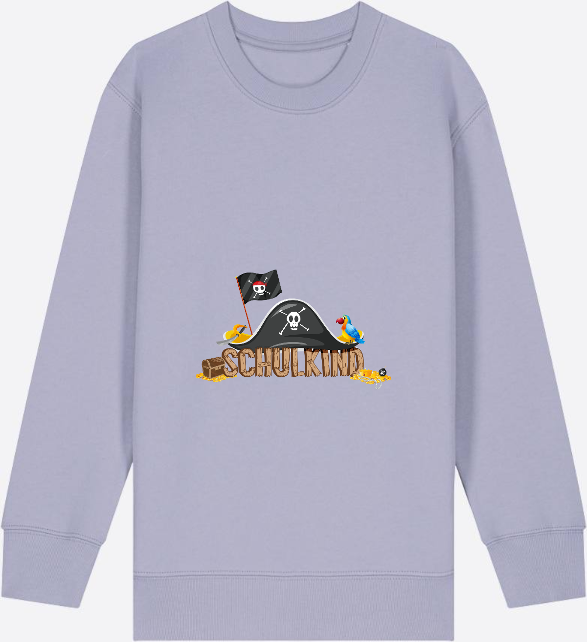 Sweatshirt Einschulung – Schulkind Pirat mit Wunschnamen - Lavender Herzseite