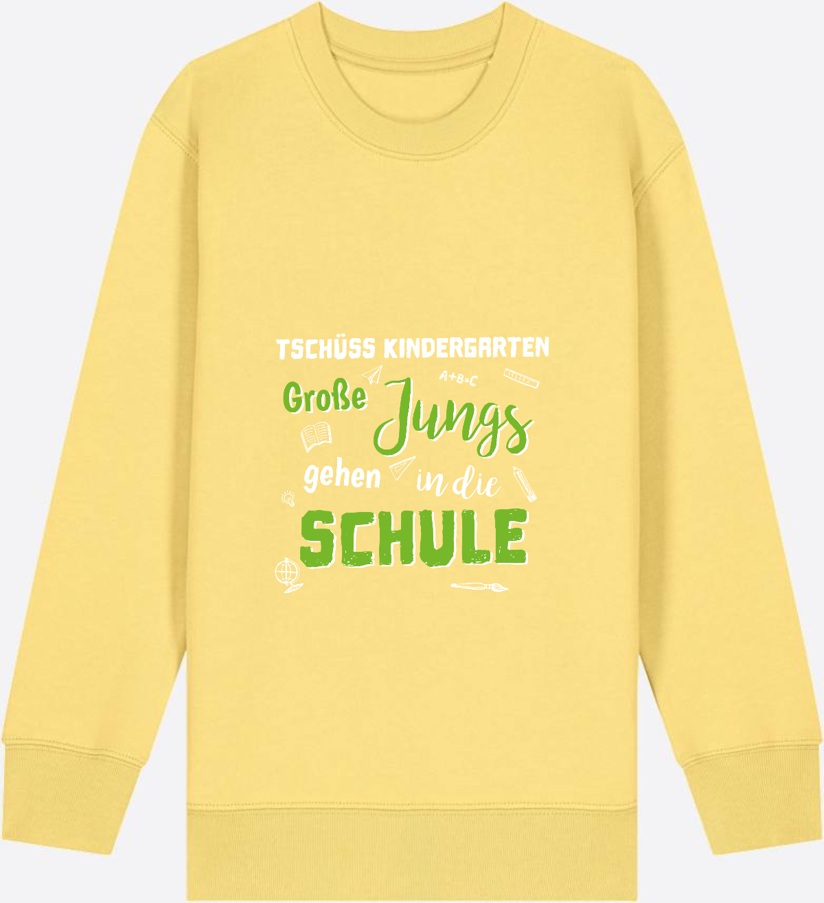 Sweatshirt Einschulung – Tschüss Kindergarten Große Jungs - Viva Yellow Herzseite