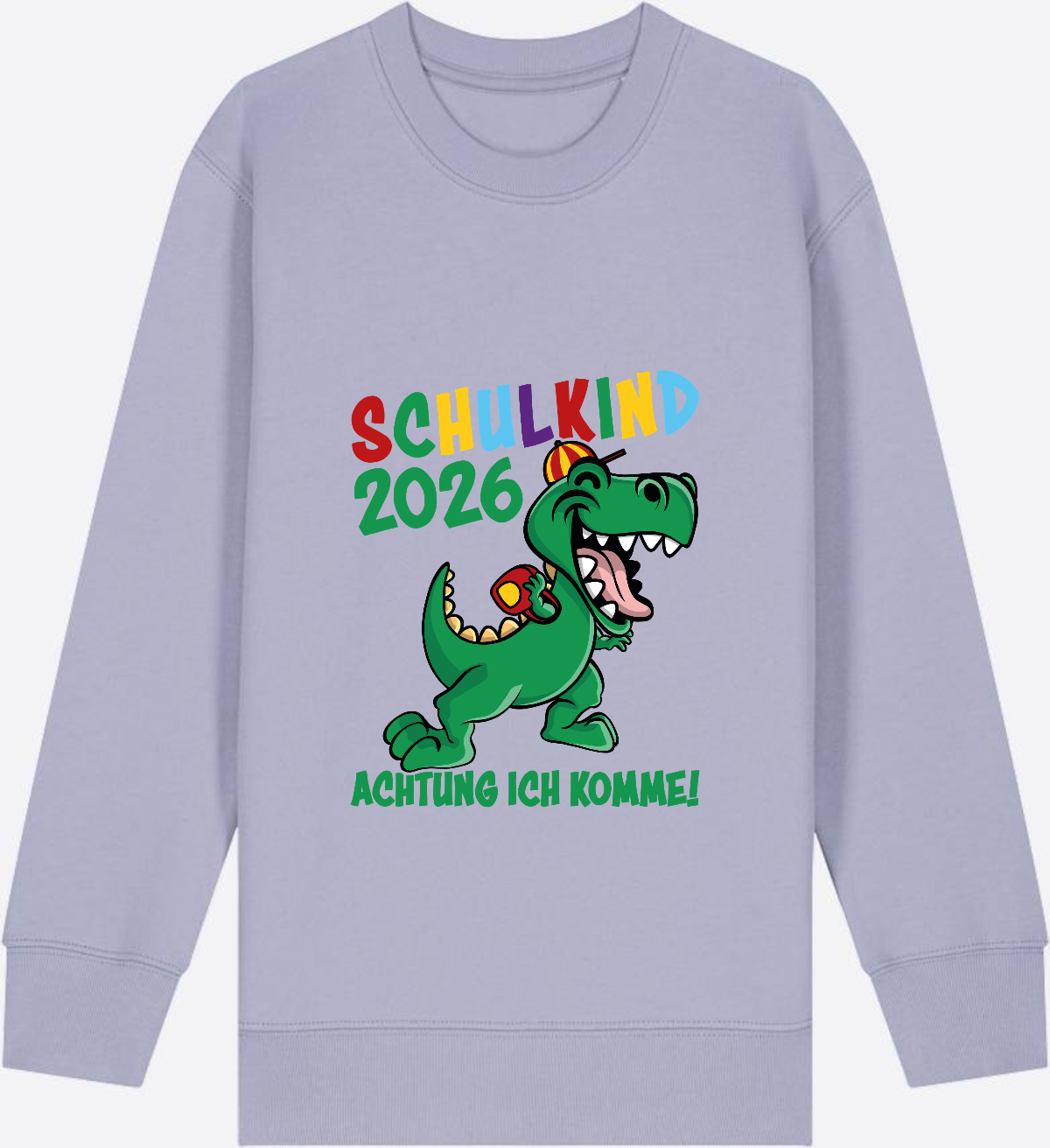 Sweatshirt Schulkind 2026: Achtung ich komme! bunt - Lavender Herzseite