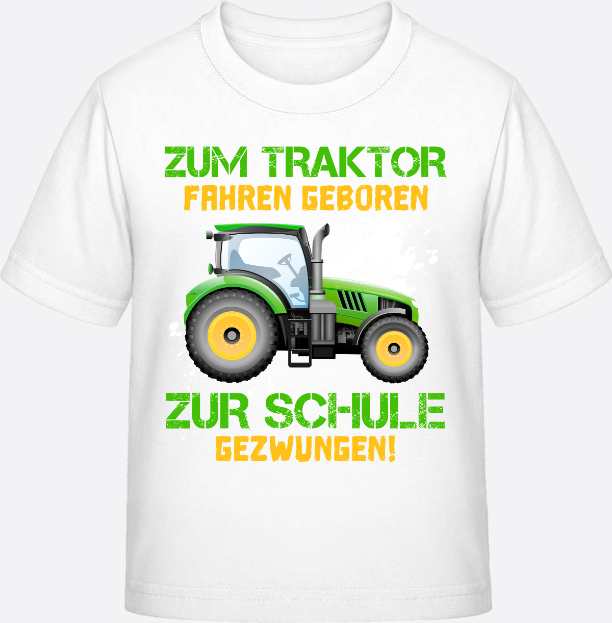 T-Shirt Einschulung: Zum Traktor fahren geboren (mit Name) - White