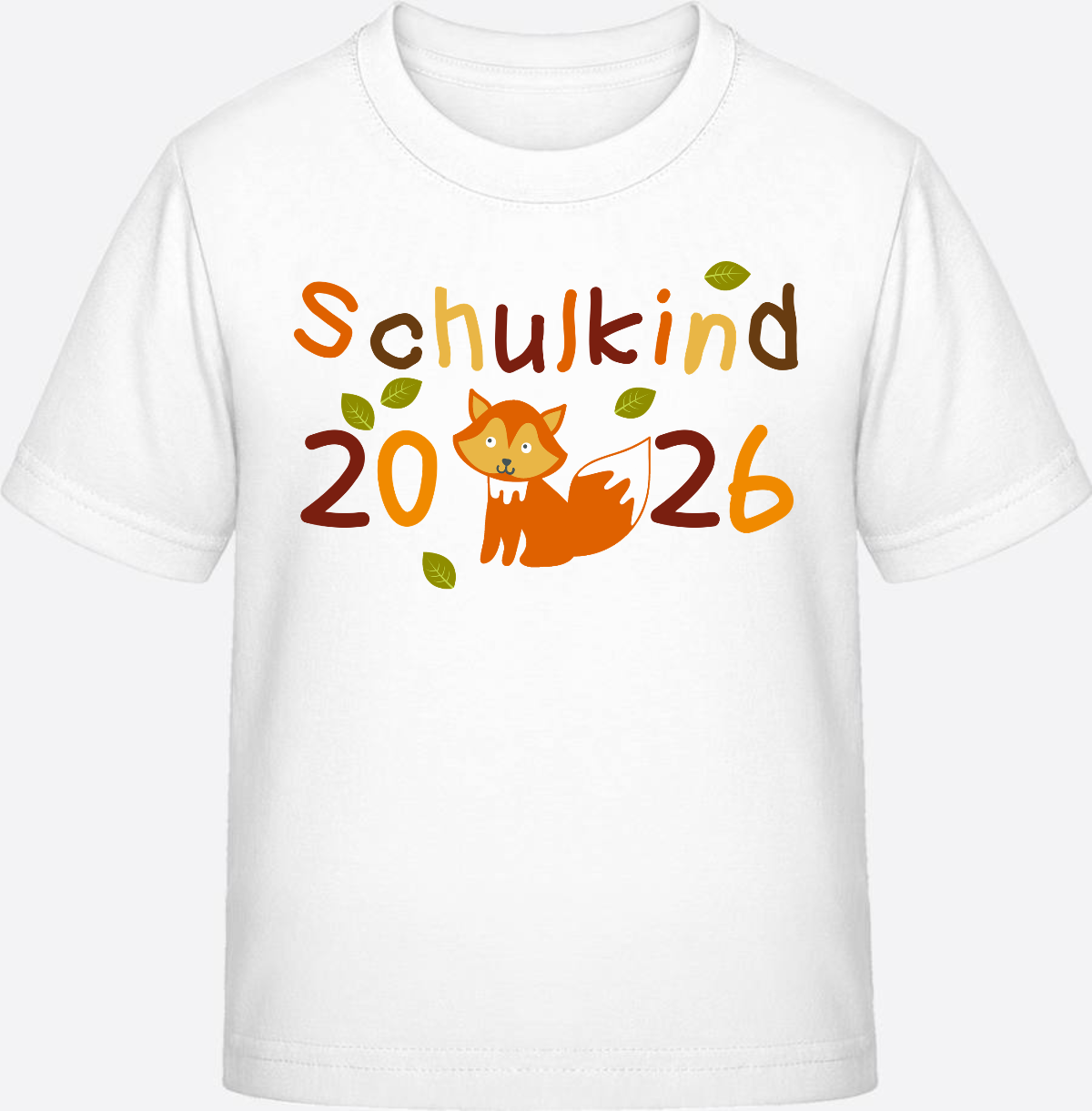 T-Shirt Schulkind 2026 Fuchs – personalisiert mit Name - White