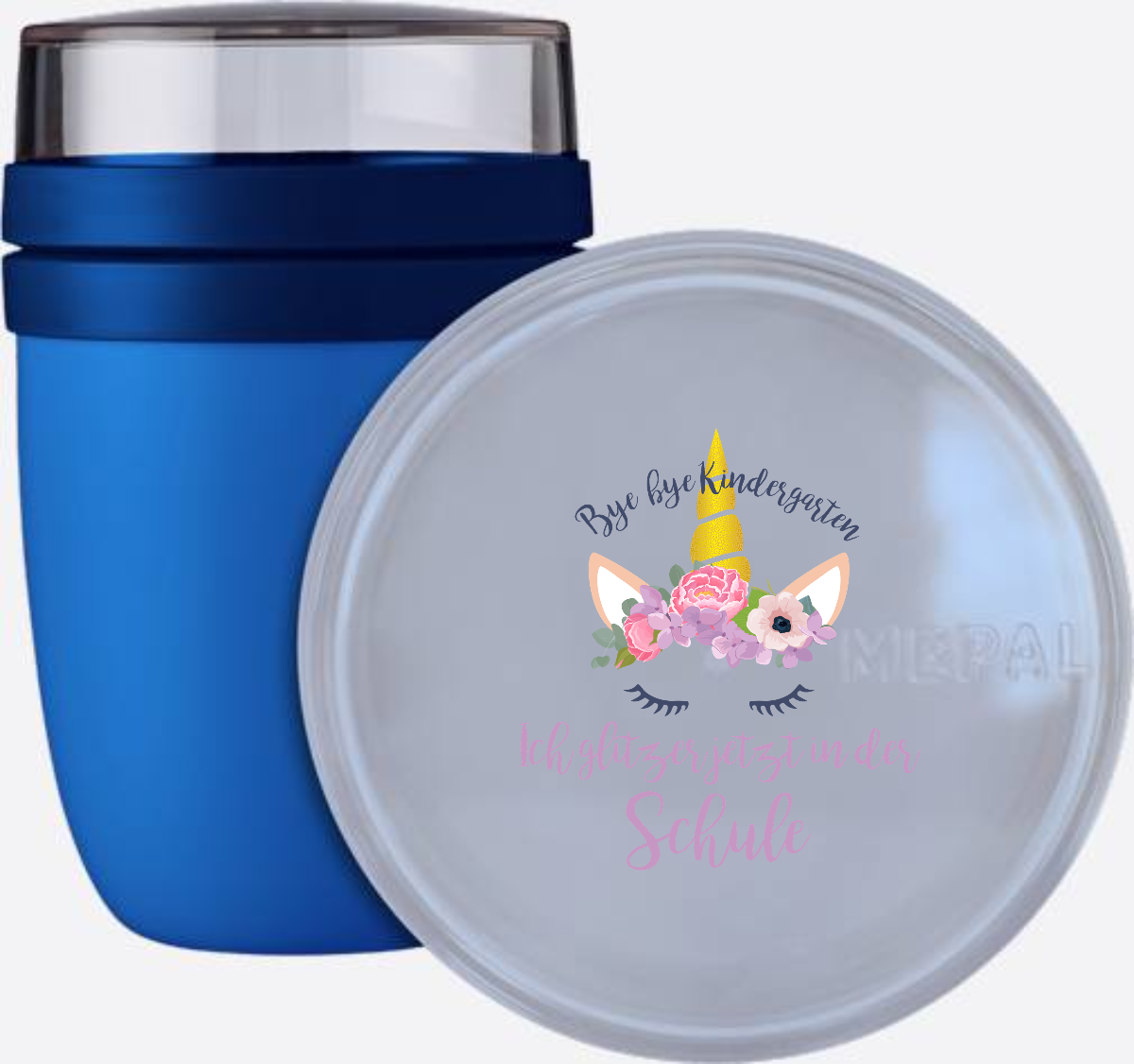 Tasse Einschulung: Bye Bye Kindergarten Ich glitzer jetzt Blumen - Vivid Blue