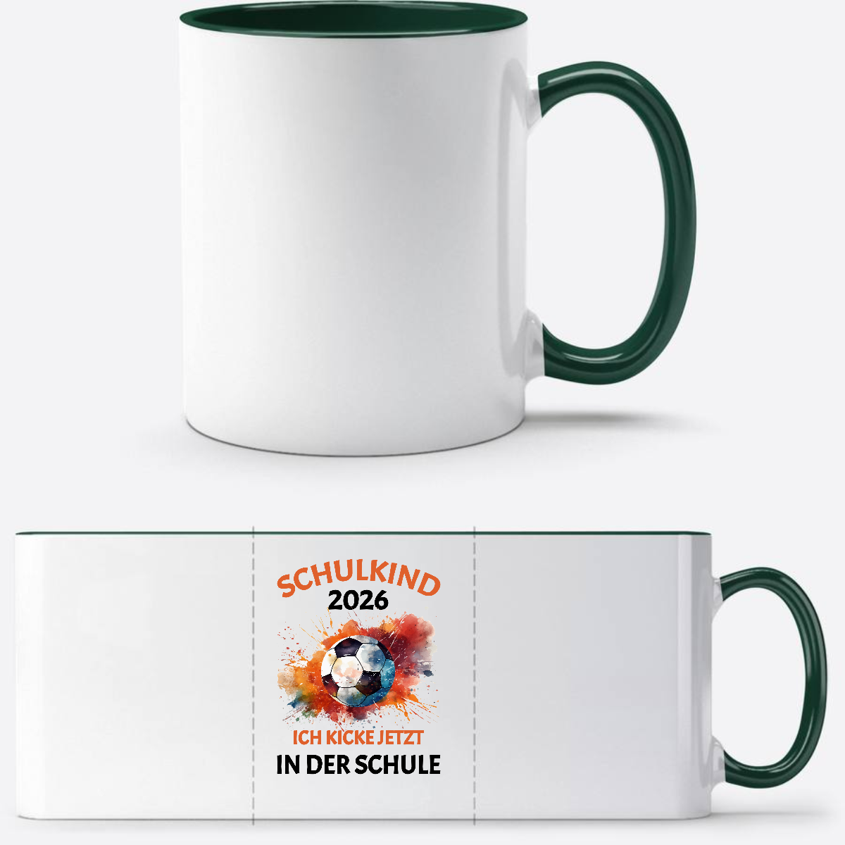 Tasse Schulkind 2026 Fußball – Ich kicke jetzt in der Schule - White/Petrol