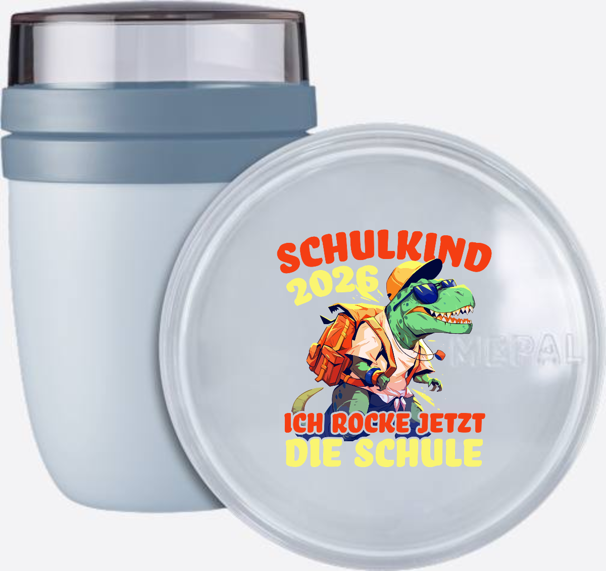 Tasse Schulkind 2026 – Ich rocke die Schule Dino T-Rex - Nordic Blue