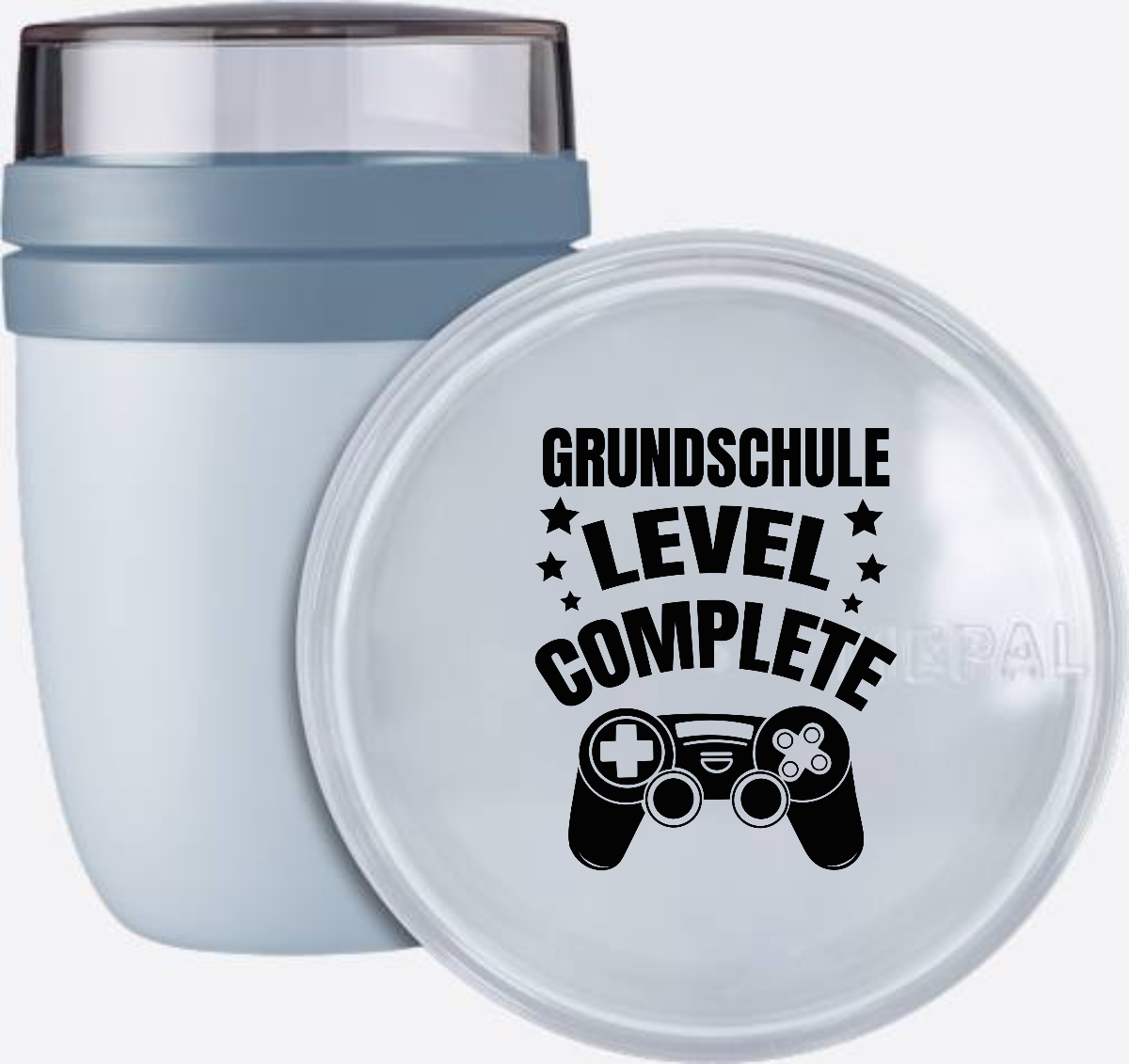 Tasse zum Schulstart: Level Complete schwarz mit Name - Nordic Blue