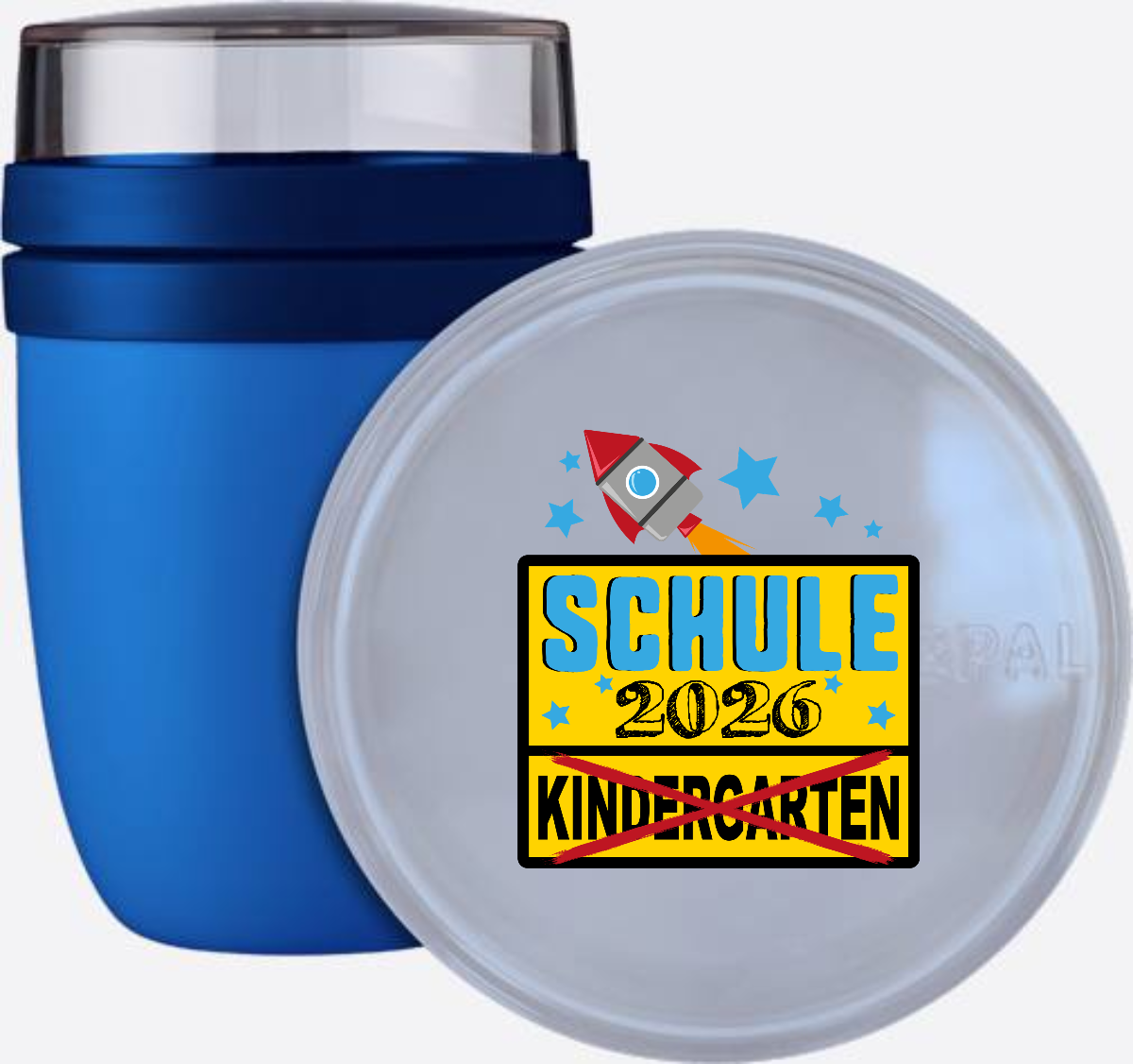 Tasse zur Einschulung 2026: Ortsschild & Rakete mit Name - Vivid Blue