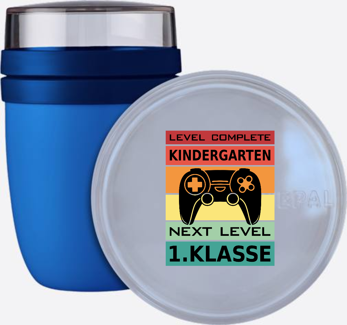 Tasse zur Einschulung: Level Complete Kindergarten - Mit Namen - Vivid Blue