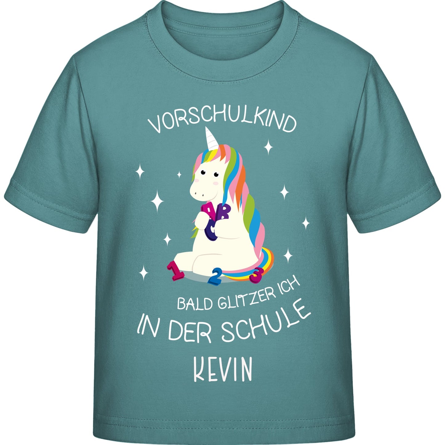 Mädchen T-Shirt Einschulung Einhorn – Vorschulkind Glitzer-Spruch