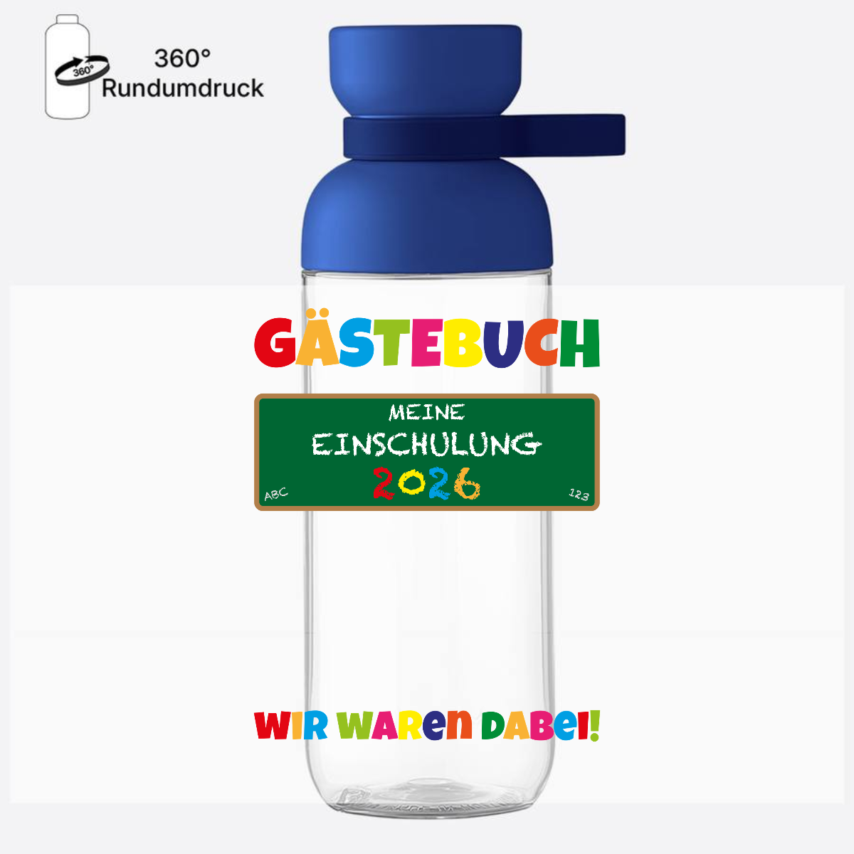 Trinkflasche Einschulung 2026 – Geschenk zum Schulanfang - Vivid Blue