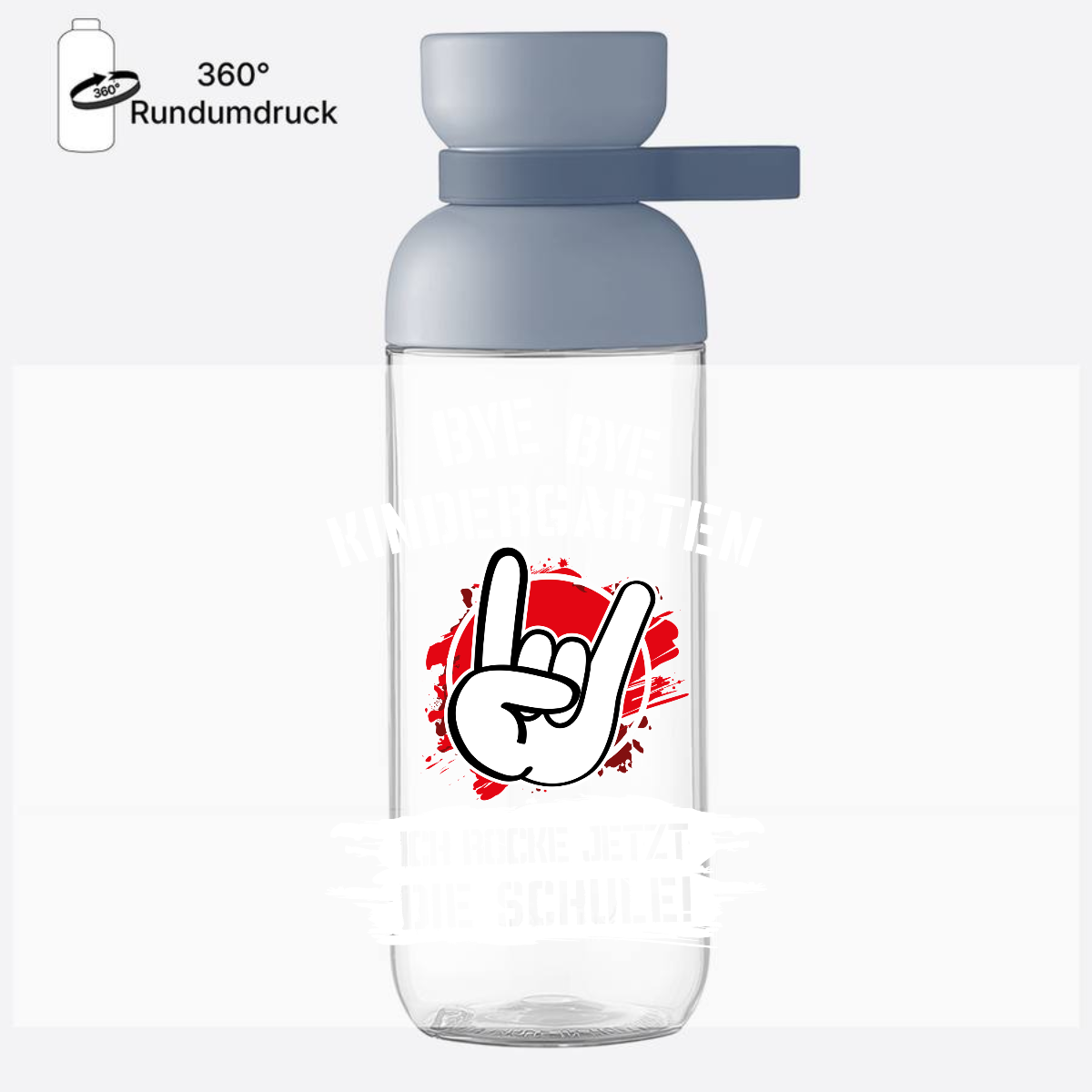 Trinkflasche Einschulung – Bye Bye Kindergarten Grunge Rot - Nordic Blue